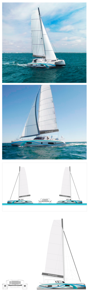 Vinyl Wrap Boat Design for our 'Outremer 51' catamaran named RELENTLESS | Diseño de Rotulación de Vehículo por Taya Bright
