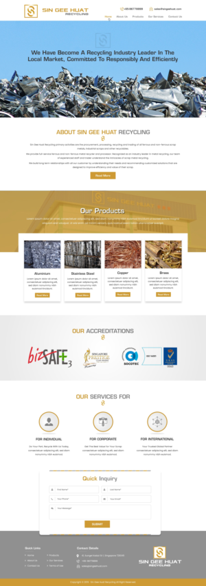 Web Design by harmi_199 for Sin Gee Huat Recycling | Design: #23235295