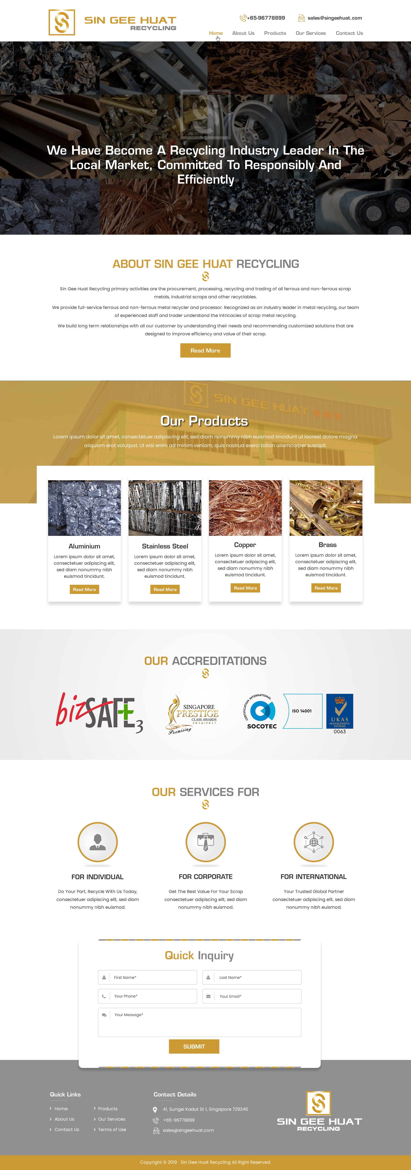 Web Design by harmi_199 for Sin Gee Huat Recycling | Design #23235297
