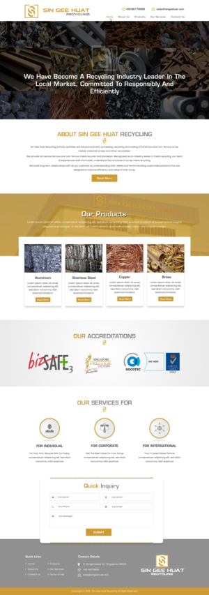 Web Design by harmi_199 for Sin Gee Huat Recycling | Design: #23235297