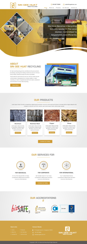 Web Design by harmi_199 for Sin Gee Huat Recycling | Design: #23235453