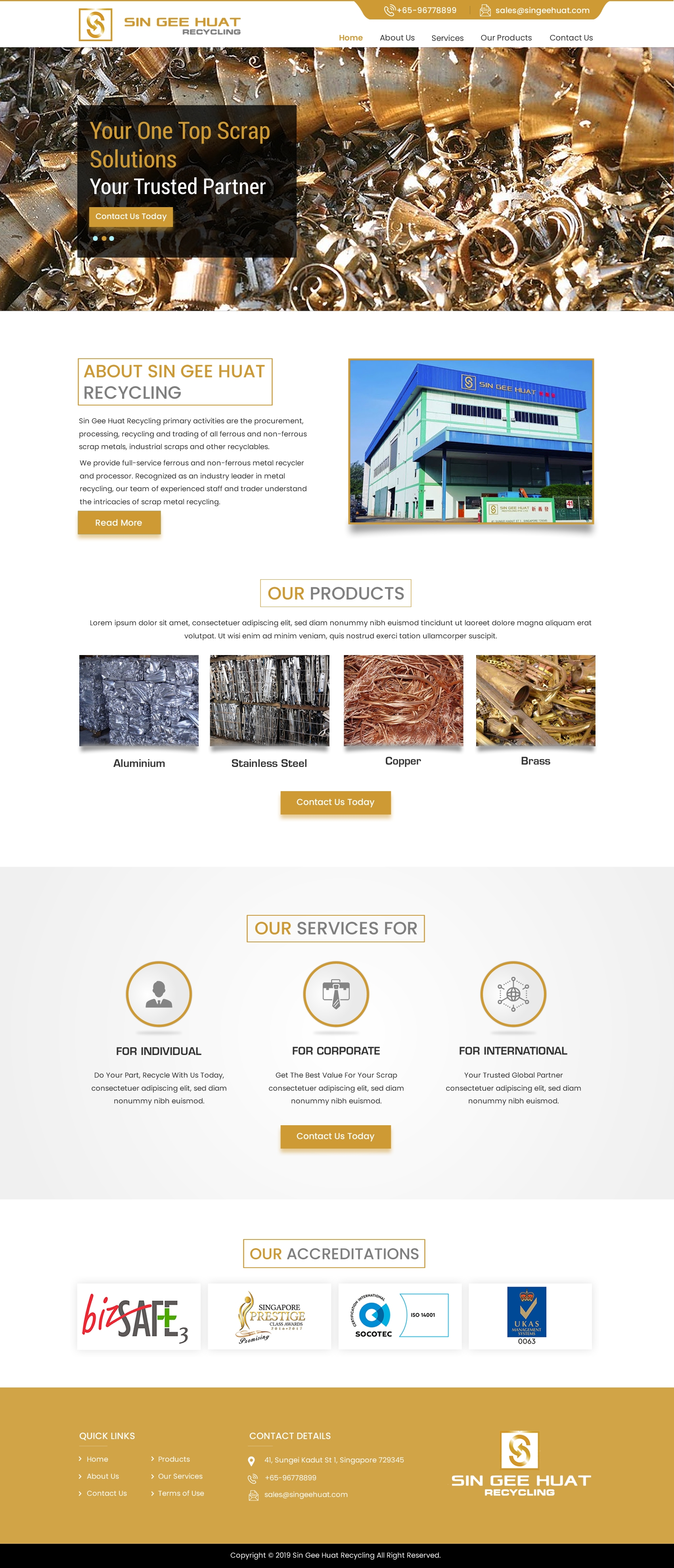 Web Design by harmi_199 for Sin Gee Huat Recycling | Design #23266165