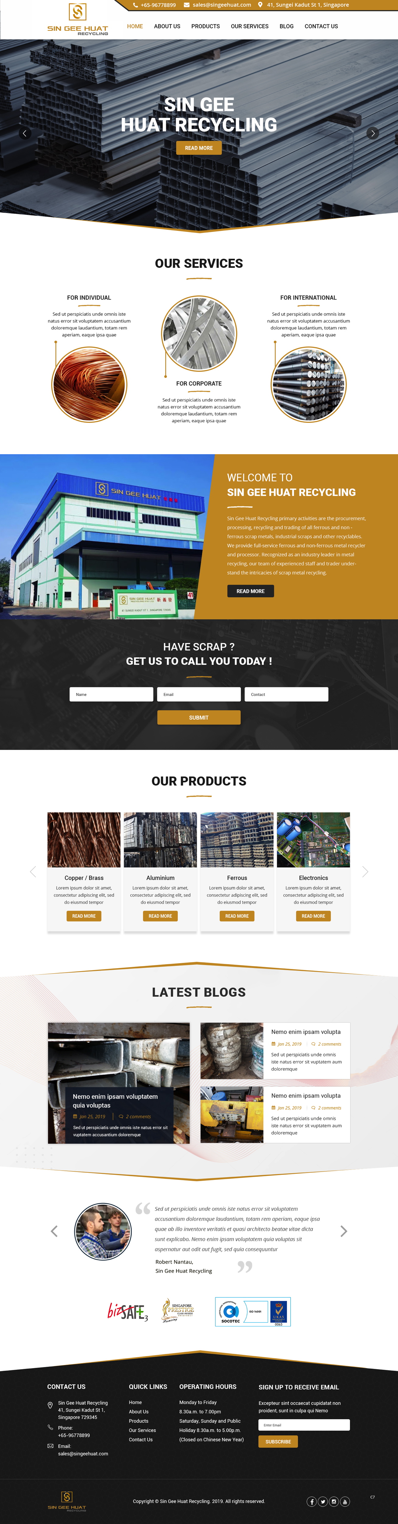 Web Design by pb for Sin Gee Huat Recycling | Design #23227405