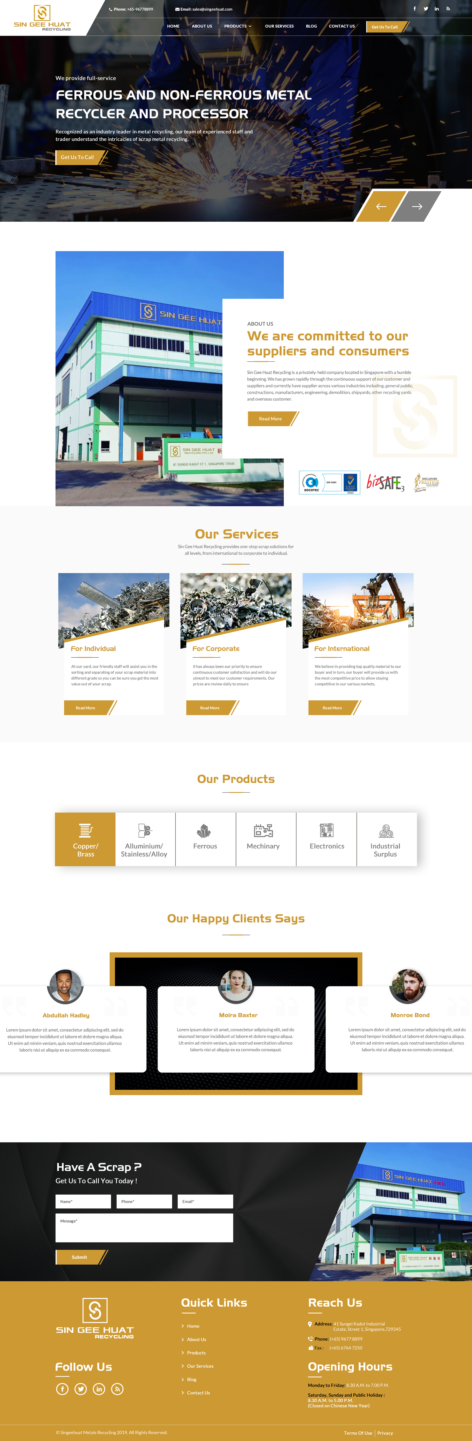 Web Design by Sbss for Sin Gee Huat Recycling | Design #23226149