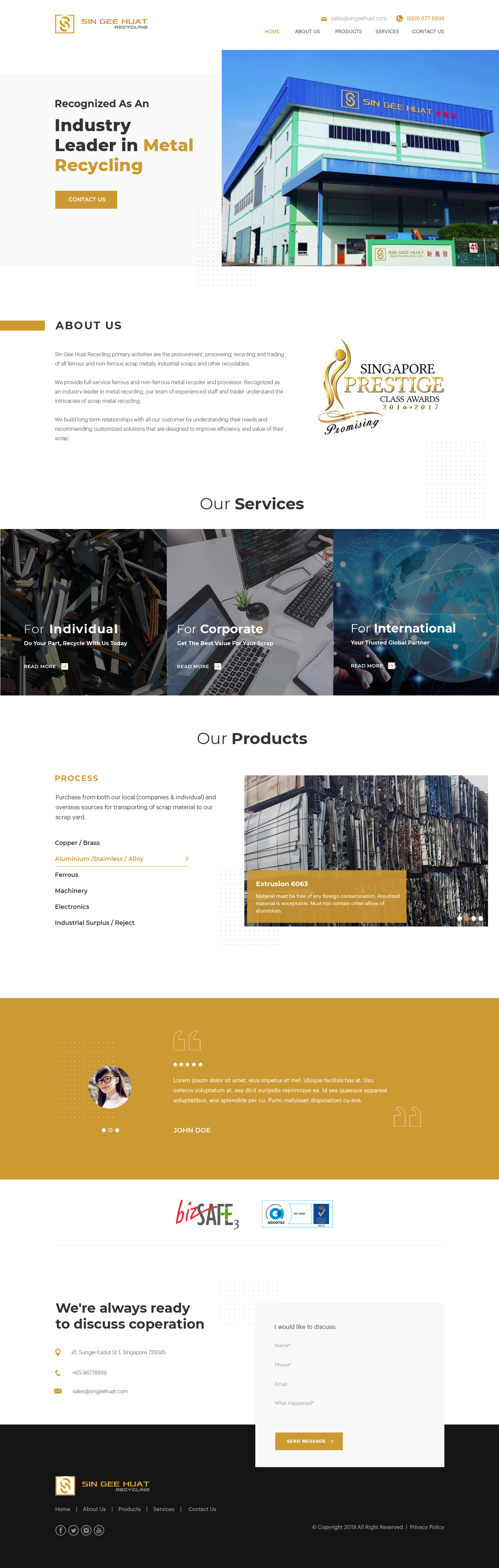 Web Design by Vikram M for Sin Gee Huat Recycling | Design #23221367