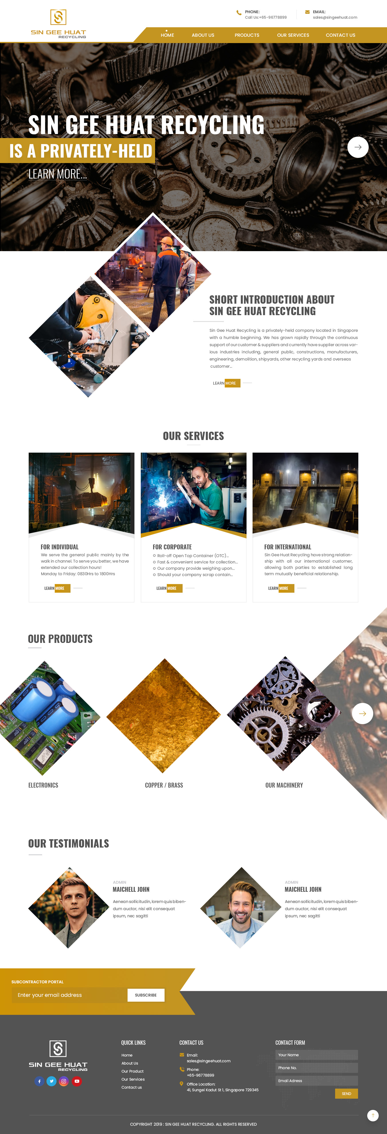 Web Design by nzdesigners for Sin Gee Huat Recycling | Design #23251491