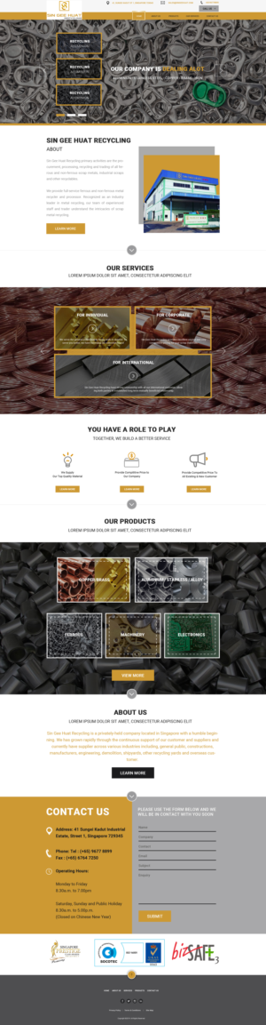 Web Design by partha 4 for Sin Gee Huat Recycling | Design: #23261143