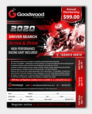 Goodwood Kartways - 2020 Arrive and Drive Driver Search. Needs a new look for flyer. | Flyer Design by TSU Creations