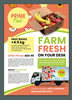 Flyer Design by BLUE WINGS for Prime International Fruit LLC | Design: #23255509