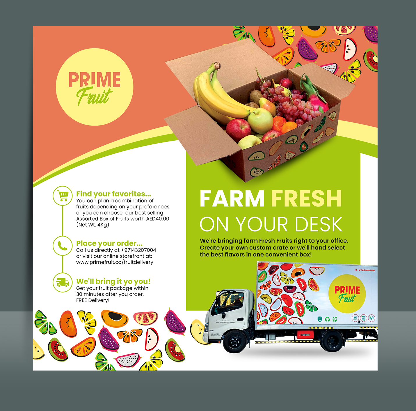 Flyer Design by BLUE WINGS for Prime International Fruit LLC | Design #23260328