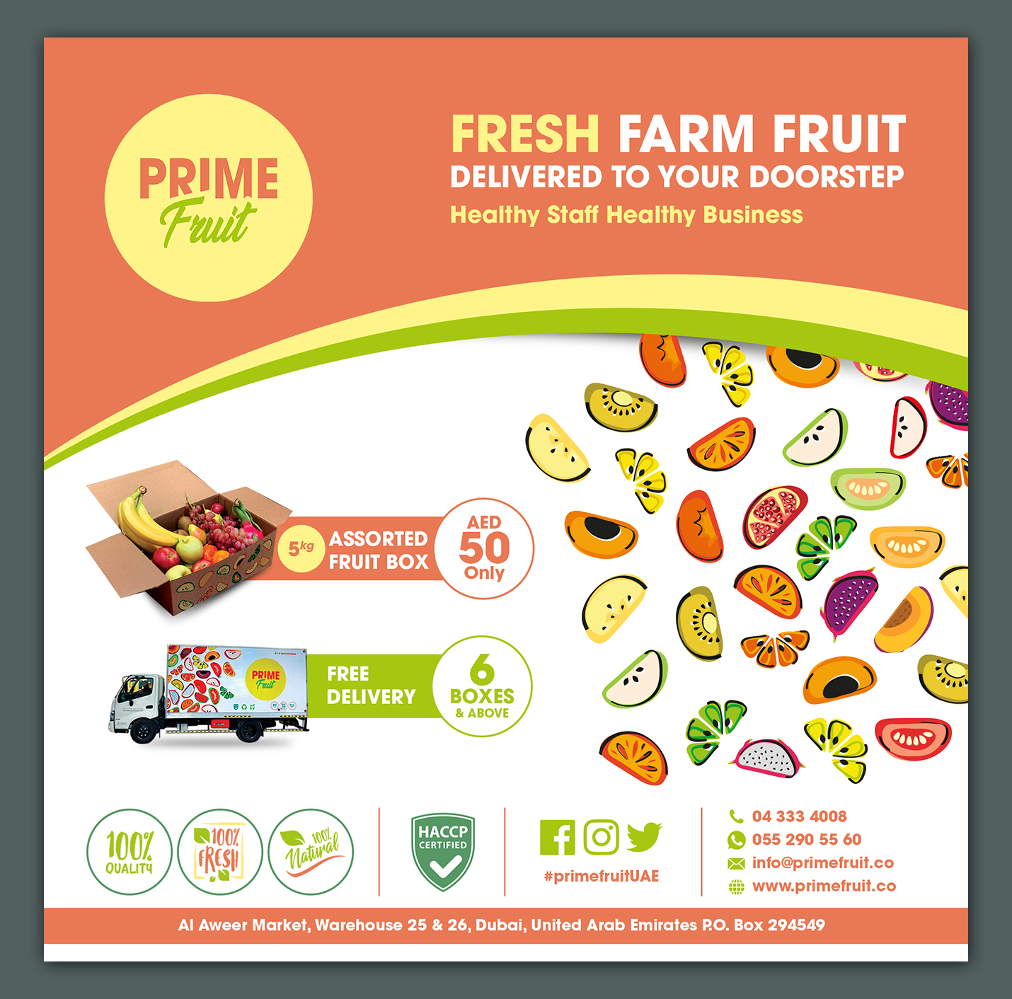 Flyer Design by BLUE WINGS for Prime International Fruit LLC | Design #23328324
