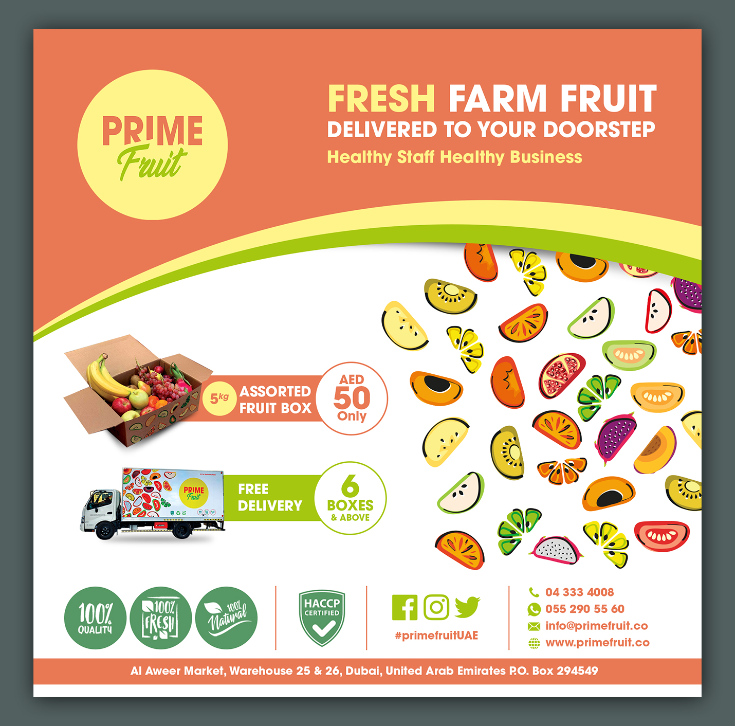 Flyer Design by BLUE WINGS for Prime International Fruit LLC | Design #23328325