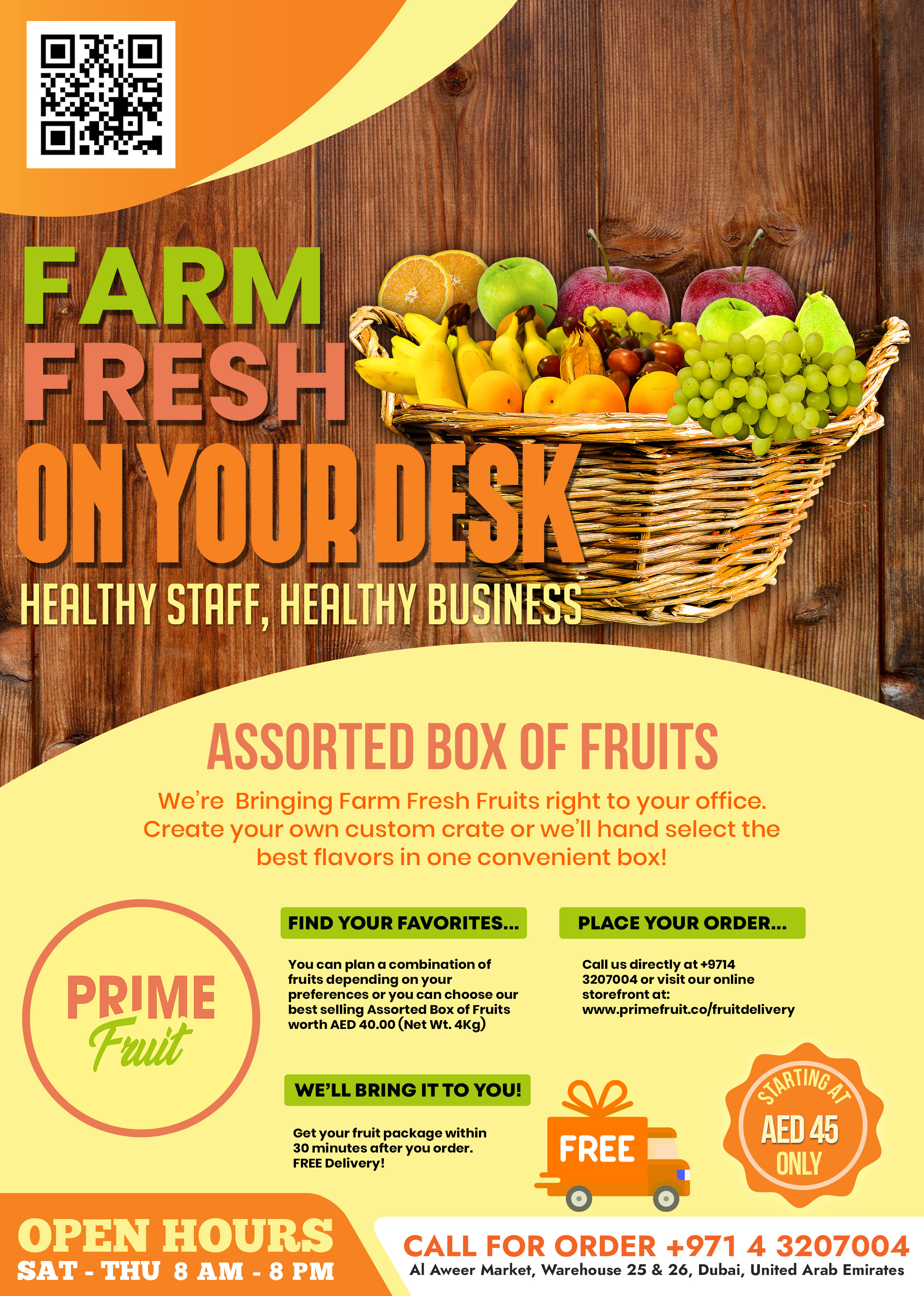 Flyer Design by HeshanKavinda for Prime International Fruit LLC | Design #23265889
