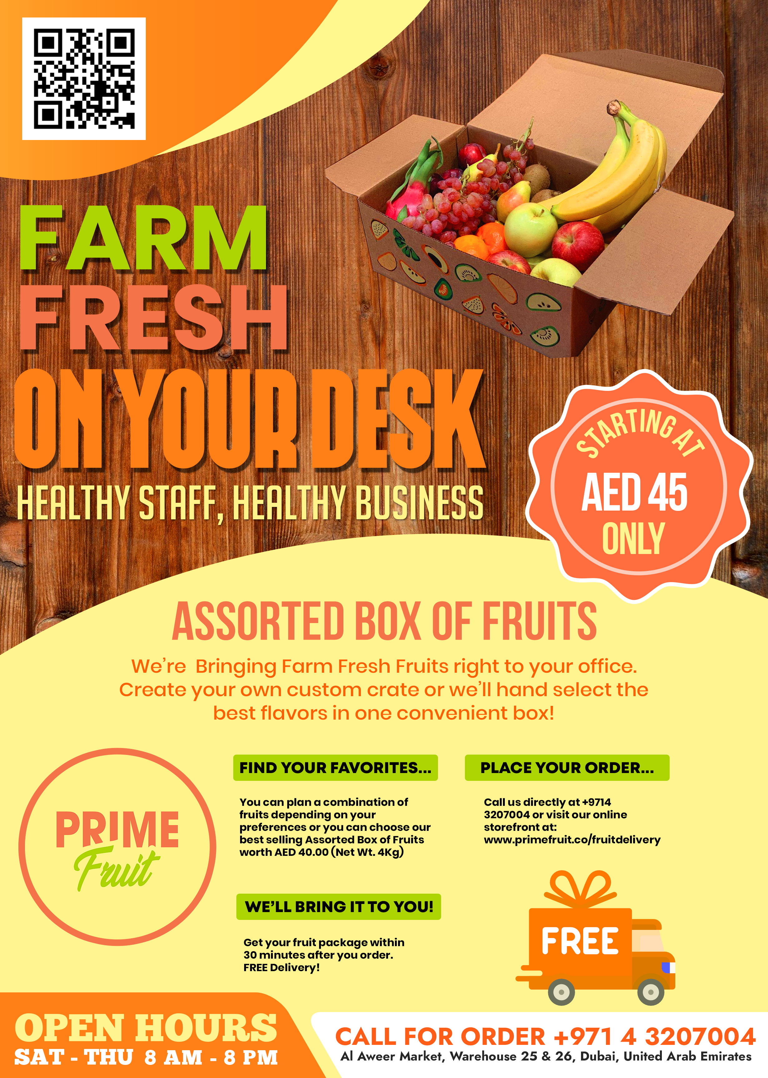 Flyer Design by HeshanKavinda for Prime International Fruit LLC | Design #23266001