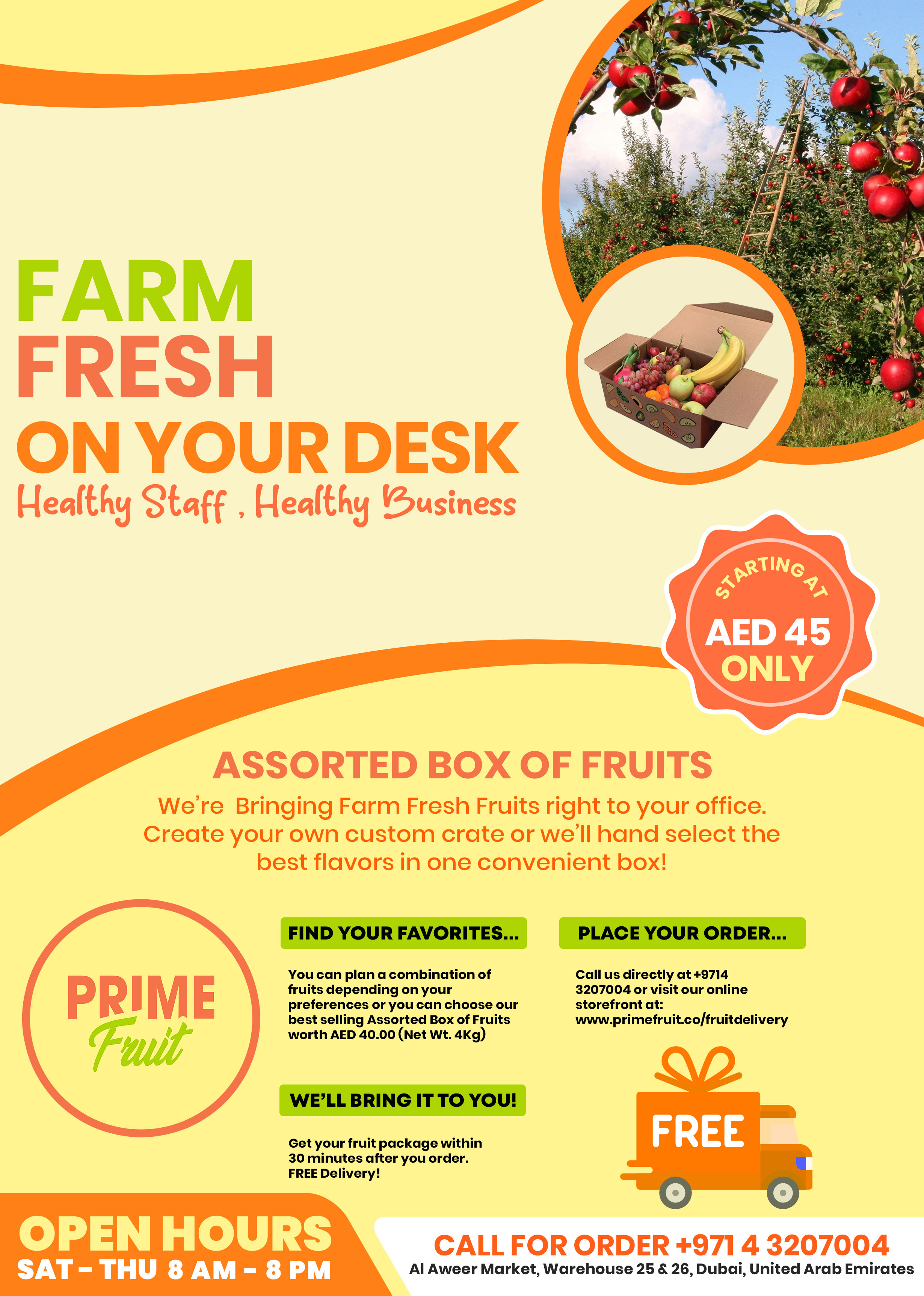 Flyer Design by HeshanKavinda for Prime International Fruit LLC | Design #23270064