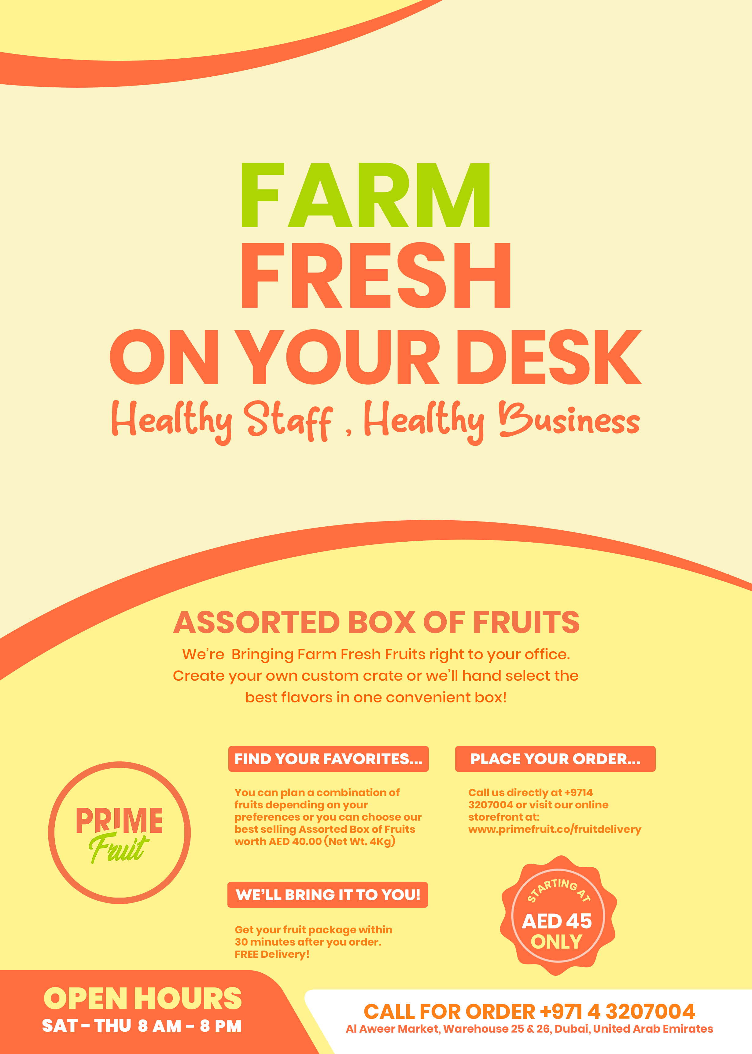 Flyer Design by HeshanKavinda for Prime International Fruit LLC | Design #23293408