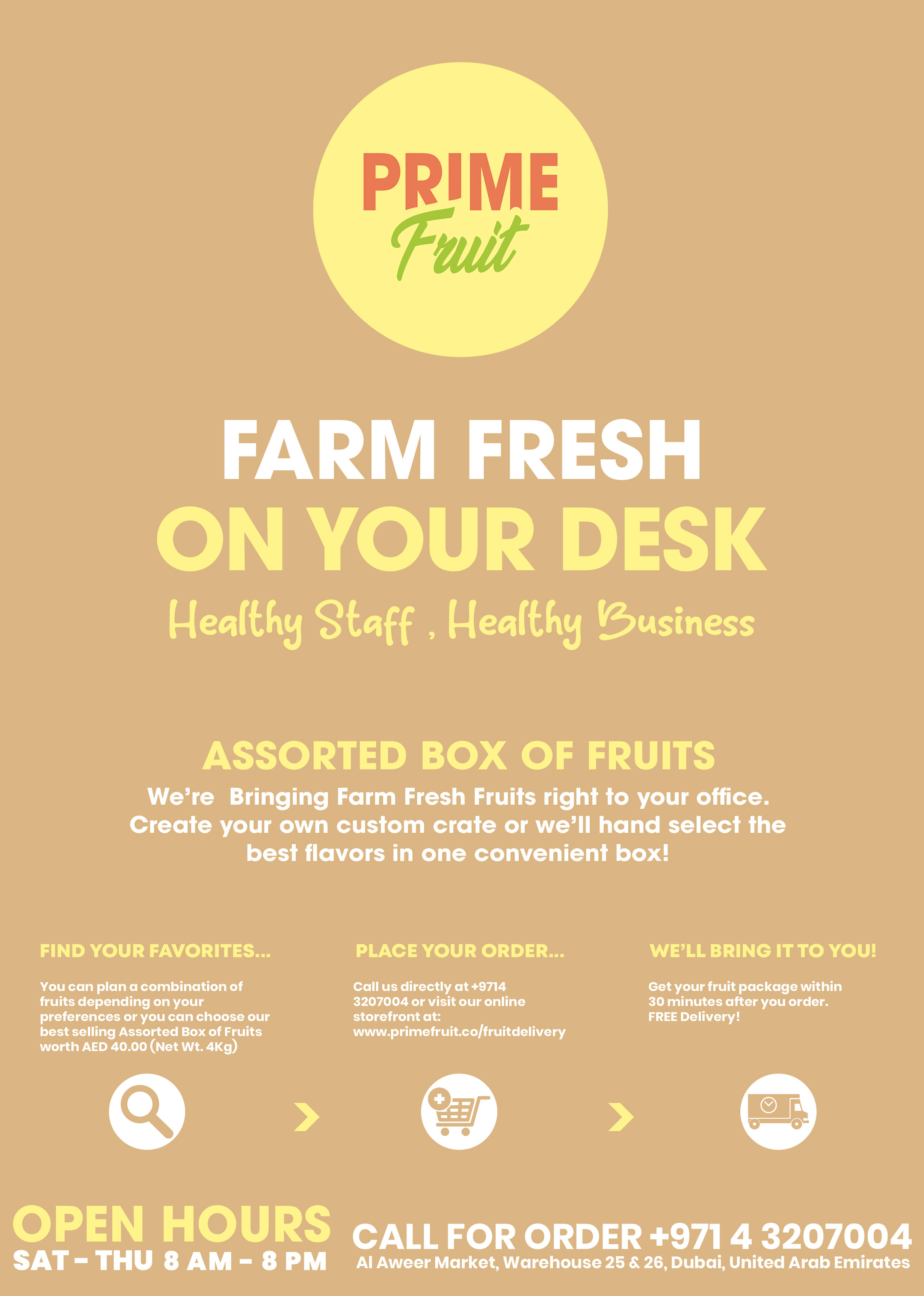 Flyer Design by HeshanKavinda for Prime International Fruit LLC | Design #23323519