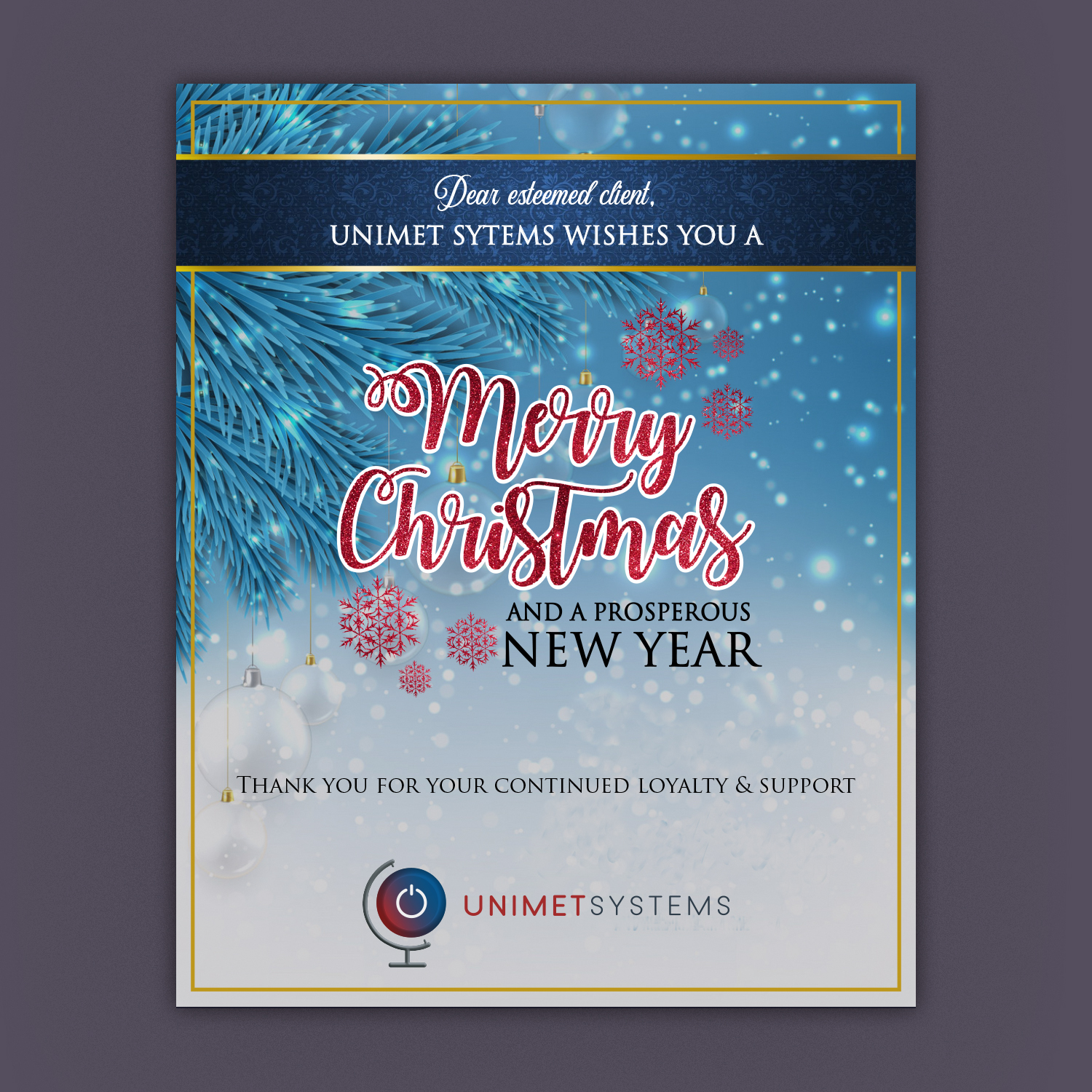 Greeting Card Design by paulkanjosh for Unimet Systems (Pty) Ltd | Design #23273798