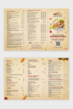 Menu Design by debdesign for HDG1 LLC  T/A  Hogback Deli | Design: #26842036