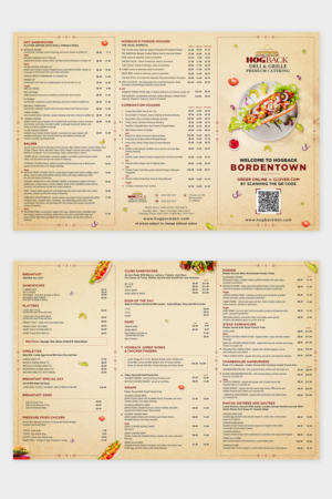 Menu Design by debdesign for HDG1 LLC  T/A  Hogback Deli | Design: #26854748
