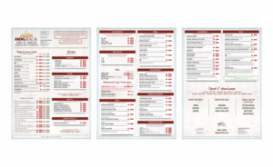 Would be good to reduce the text thickness of the letters "HOG" in the word HOGBACK.  Right now HOG has thicker text.  | Menu Design by ThomS