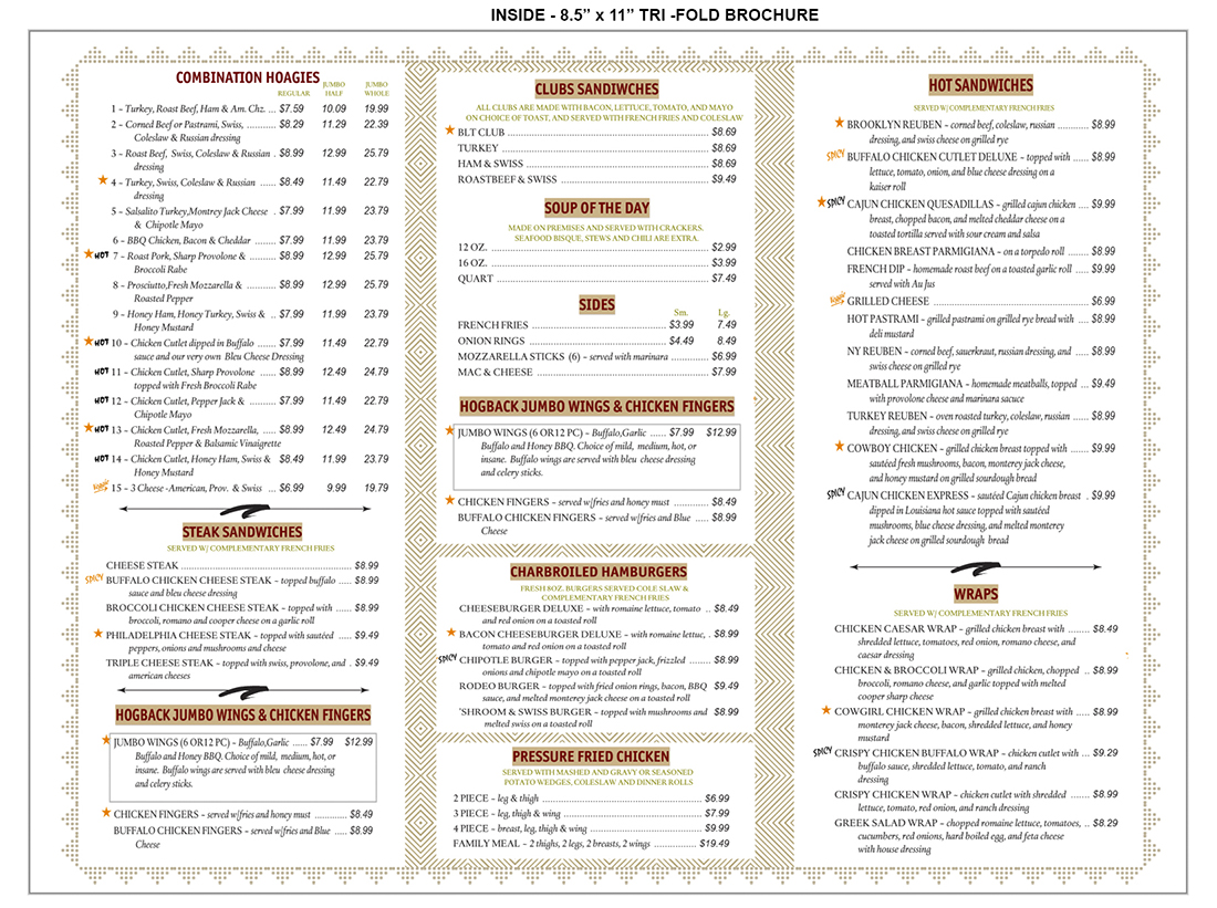 Menu Design by jmsgraphicdesign for HDG1 LLC  T/A  Hogback Deli | Design #23489116