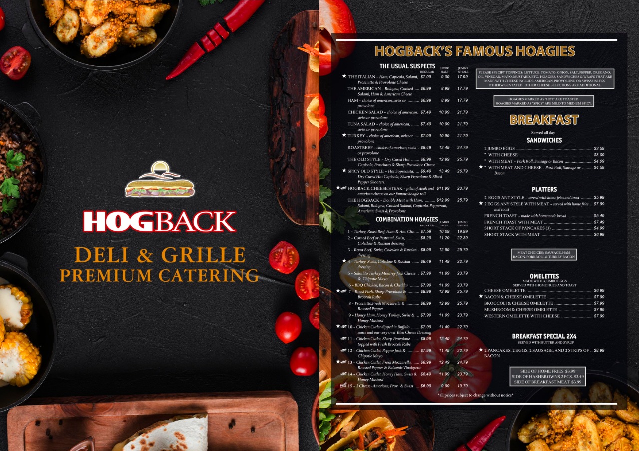 Menu Design by Fusionex Studio for HDG1 LLC  T/A  Hogback Deli | Design #23295533