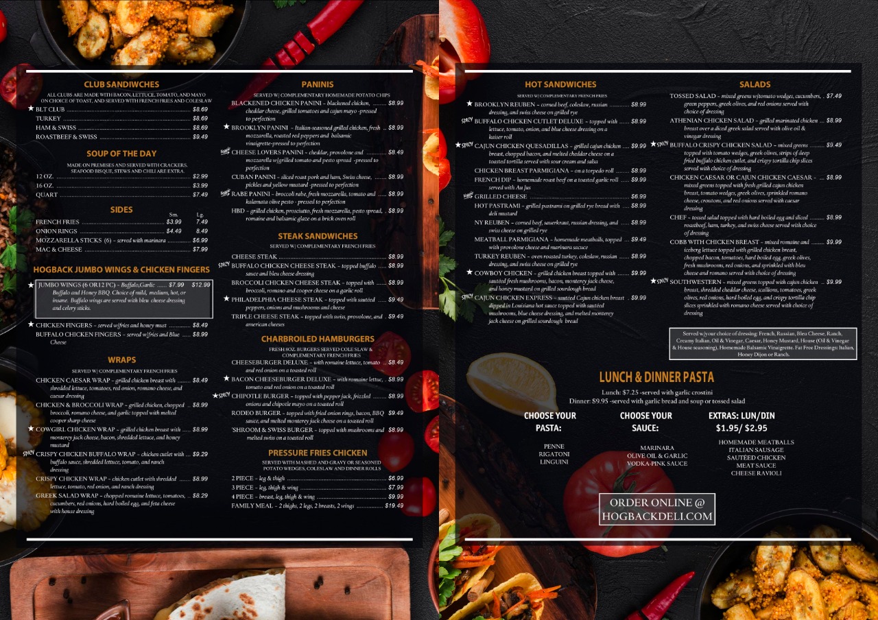 Menu Design by Fusionex Studio for HDG1 LLC  T/A  Hogback Deli | Design #23295535