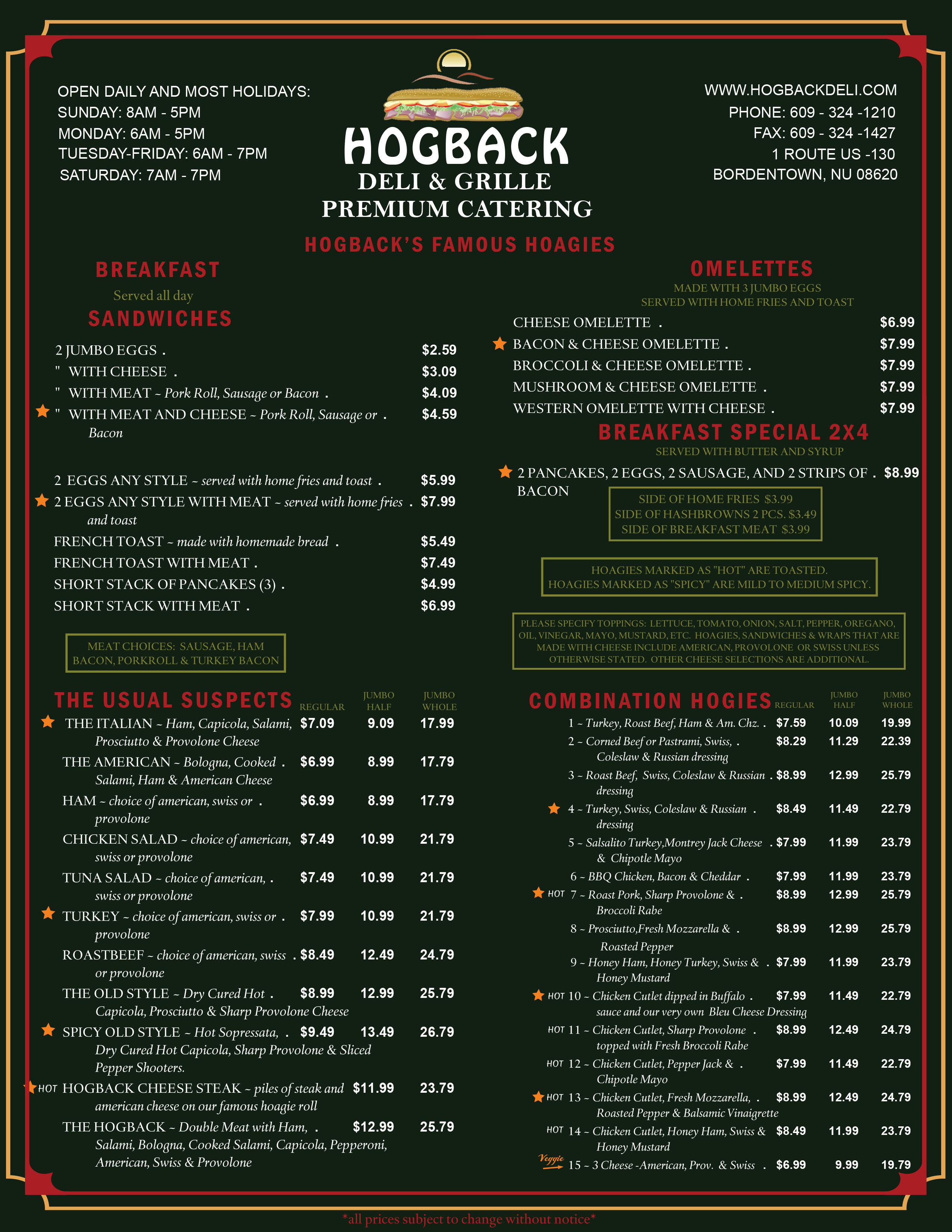 Menu Design by Kreative Destiny for HDG1 LLC  T/A  Hogback Deli | Design #23495483