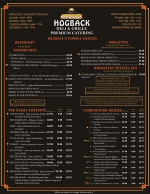 Menu Design by Kreative Destiny for HDG1 LLC  T/A  Hogback Deli | Design: #23530623