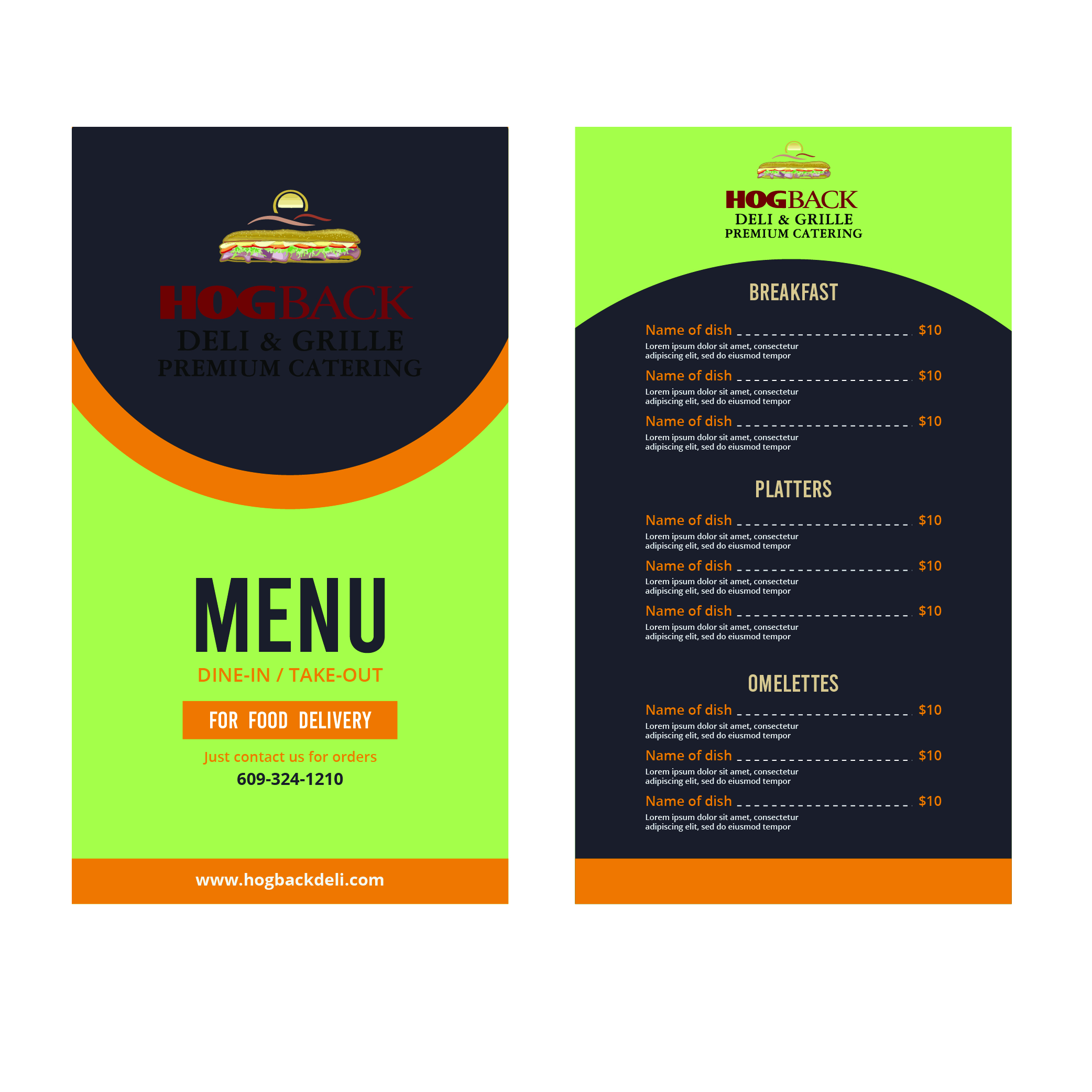 Design de Menu par Devesh graphics pour HDG1 LLC  T/A  Hogback Deli | Design #23276760