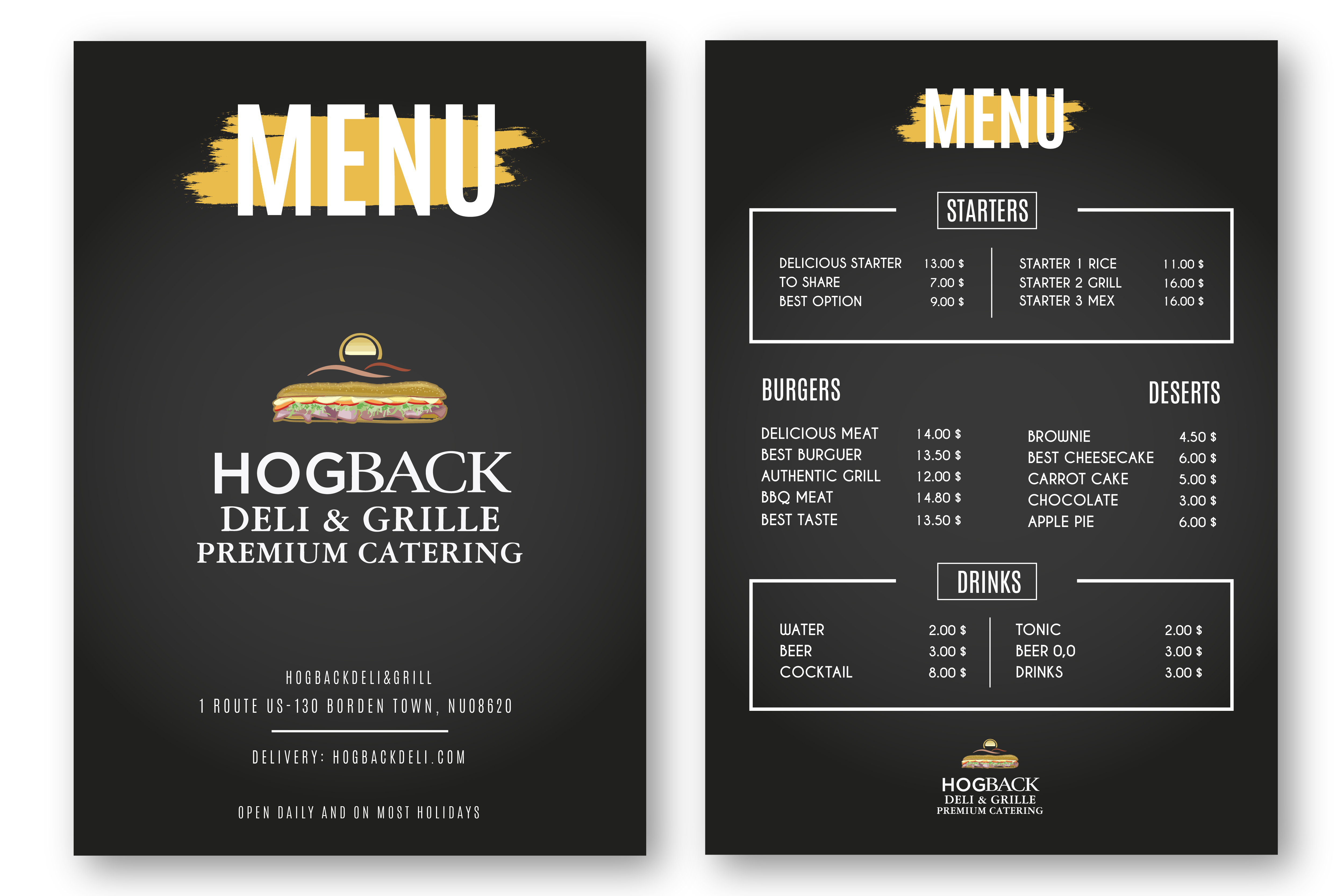 Menu Design by Devesh graphics for HDG1 LLC  T/A  Hogback Deli | Design #23291724