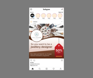 Instagram adverts for international jewellery making school | Graphic Design by SAI DESIGNS