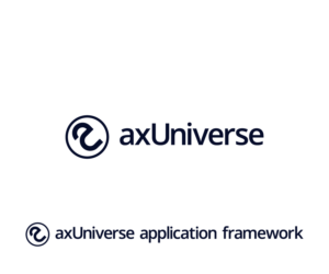 we want to have a graphical sign on the left hand side of the logo and some text " axUniverse application framework" on the right hand side of the logo.  the color chosen should work in color and black and white. the dimension should have a ratio of 4,5:1  - like 450mm *100mm | Logo Design by WahyuHMD