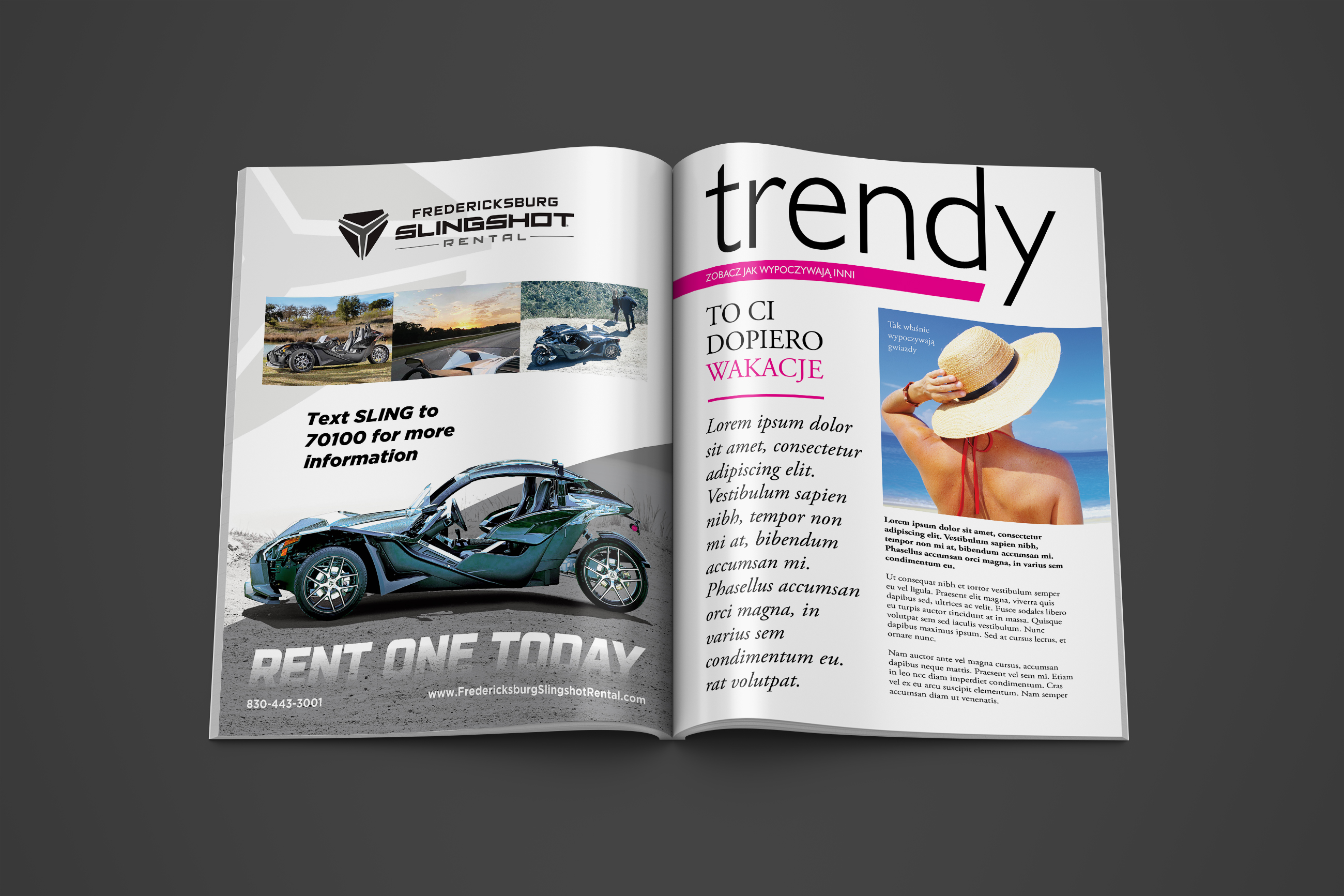 Magazine Design by banedsgn for Houston Slingshot Rental | Design #23300887