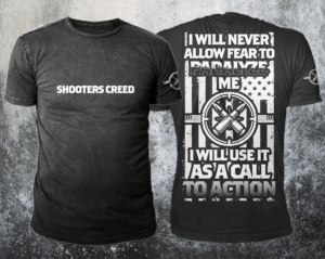 Shooter clothing gear and apparel (Shooters Creed) | Design de T-shirt par badpixelarts