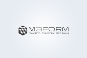 M3FORM & underneath “concrete|formwork|steelfixing “ in smaller lettering  | Logo Design by jaime.sp