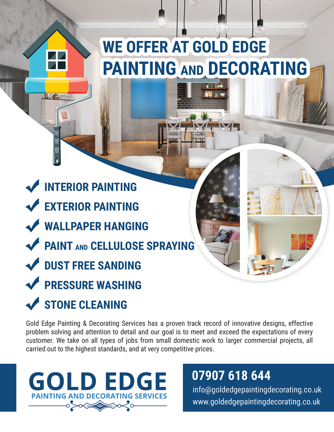 Flyer Design by uk for Gold edge painting and decorating  | Design #23341934