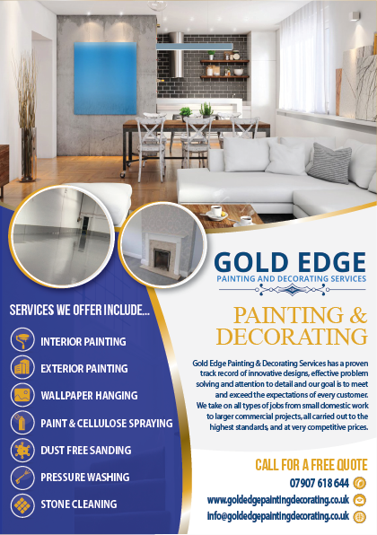 Diseño de Flyer por alex989 para Gold edge painting and decorating  | Diseño #23454400