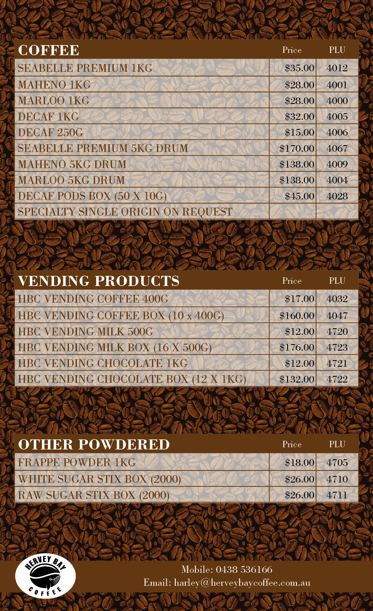 Design de Catalogue par Sheingart pour Hervey Bay Coffee | Design #23378533