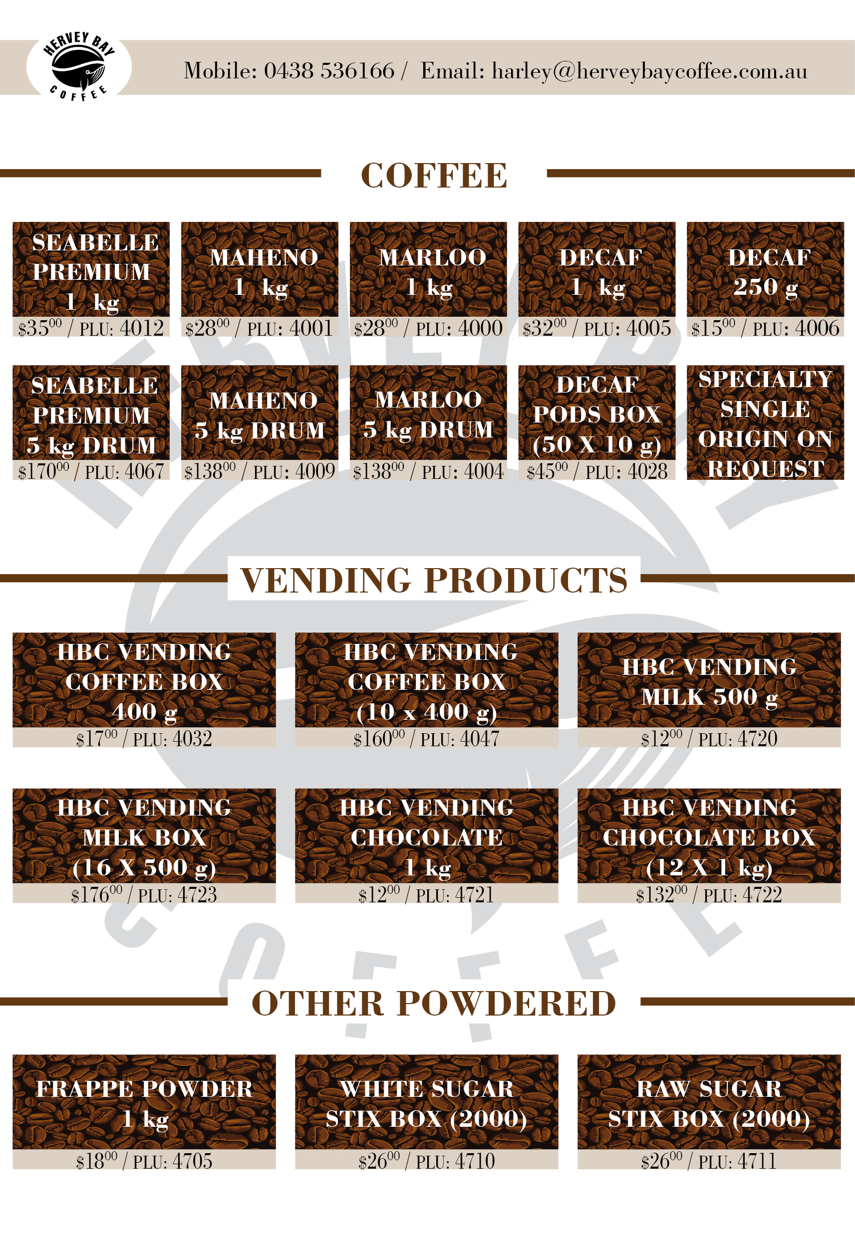 Katalog-Design von Sheingart für Hervey Bay Coffee | Design #23399161