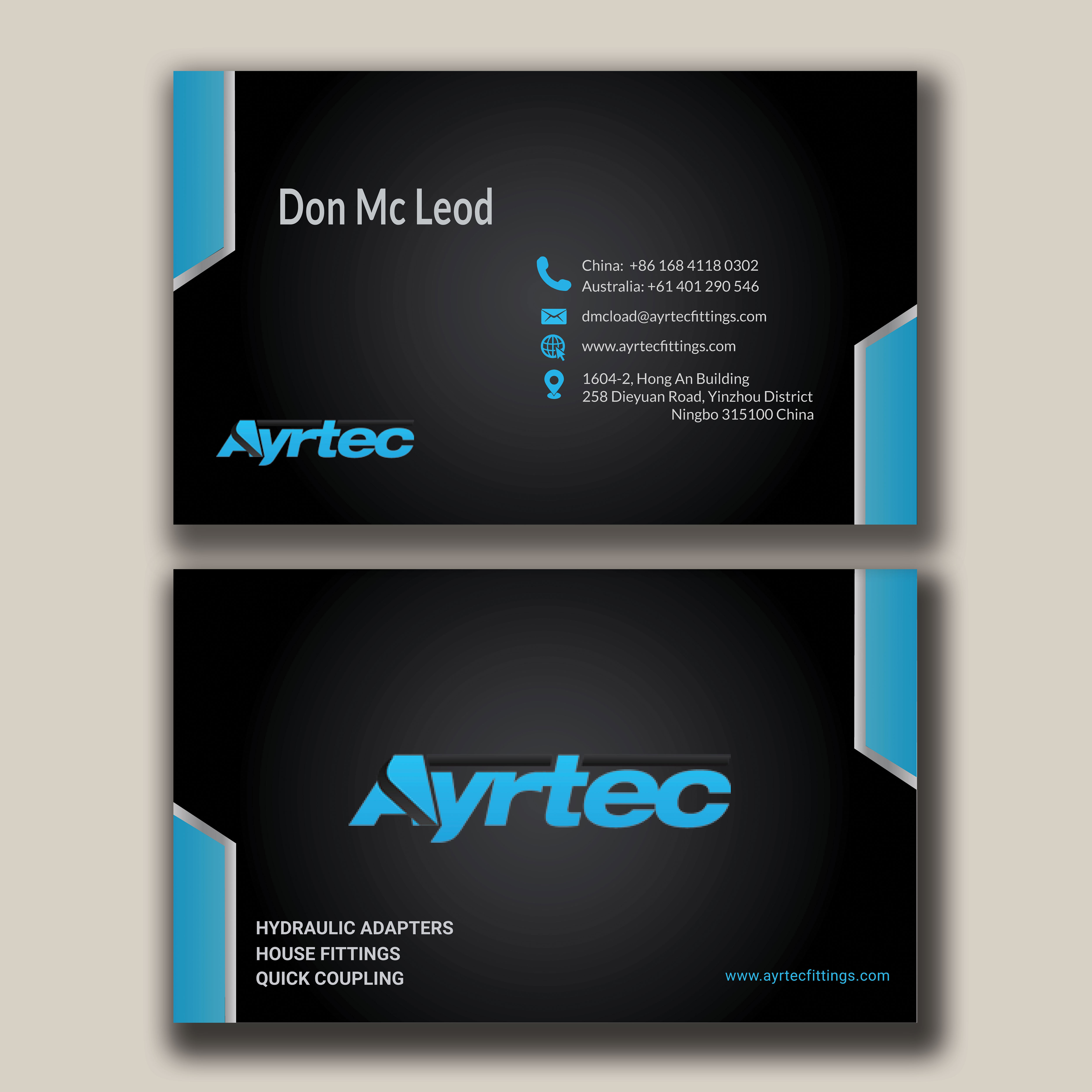 Business Card Design by Aysha 9 for Ayrtec Pty Ltd | Design #23404832