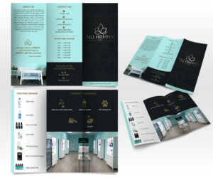 Nu HRMNY CBD retail store pamphlet design | Brochure Design by Luniere Designs