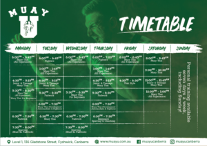 Muay Thai gym needs an KICK-A$$ NEW timetablefor classes | Graphic Design by desainerd