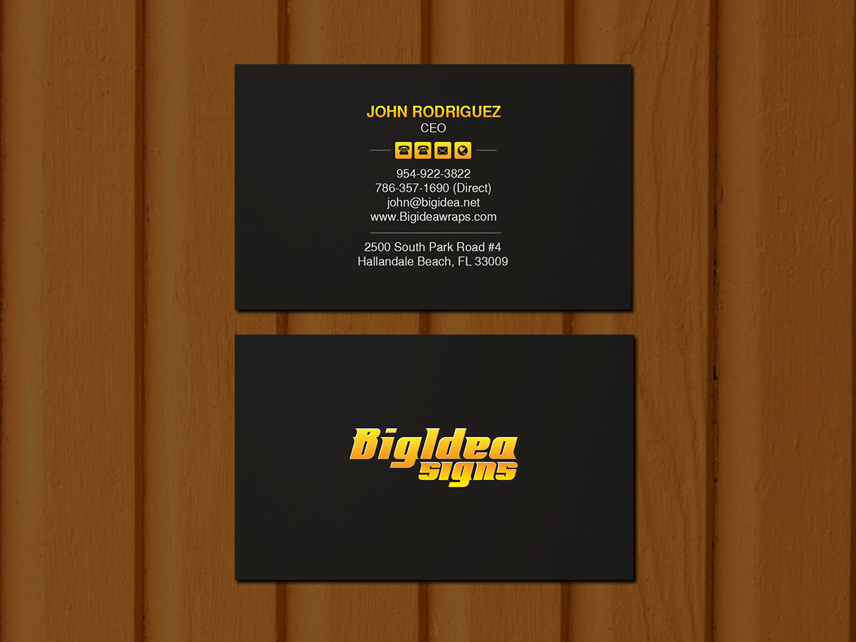Business Card Design by Creations Box 2015 for Bigidea Wraps Inc | Design #23396969