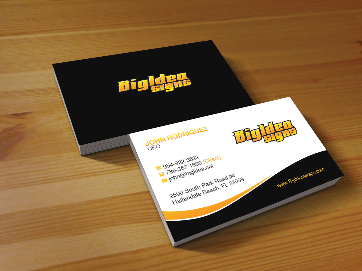 Business Card Design by Creations Box 2015 for Bigidea Wraps Inc | Design #23396978