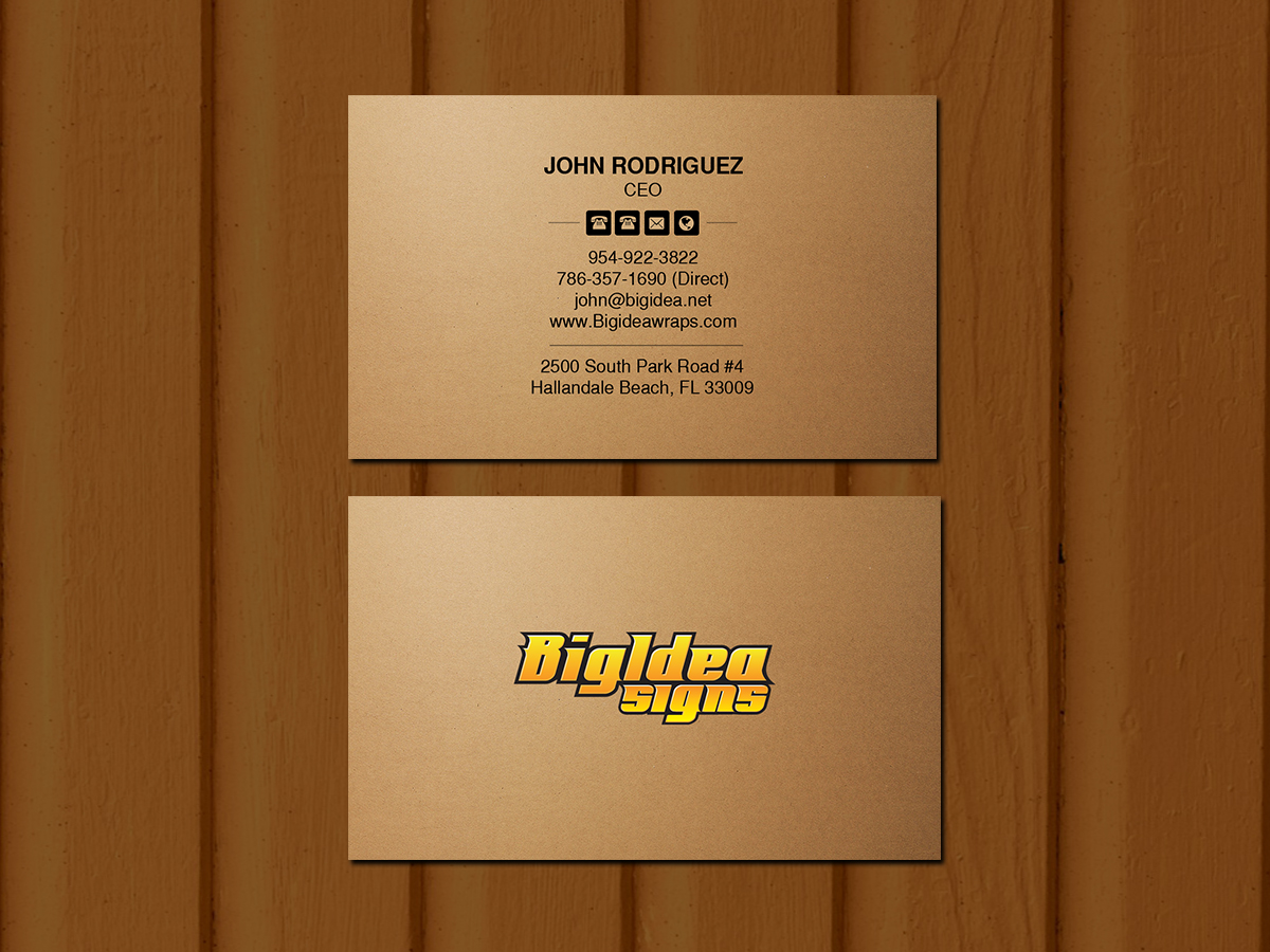 Business Card Design by Creations Box 2015 for Bigidea Wraps Inc | Design #23396985