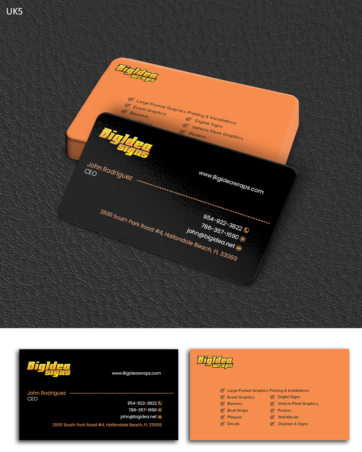 Elegant Playful Business Card Design For Bigidea Wraps Inc By