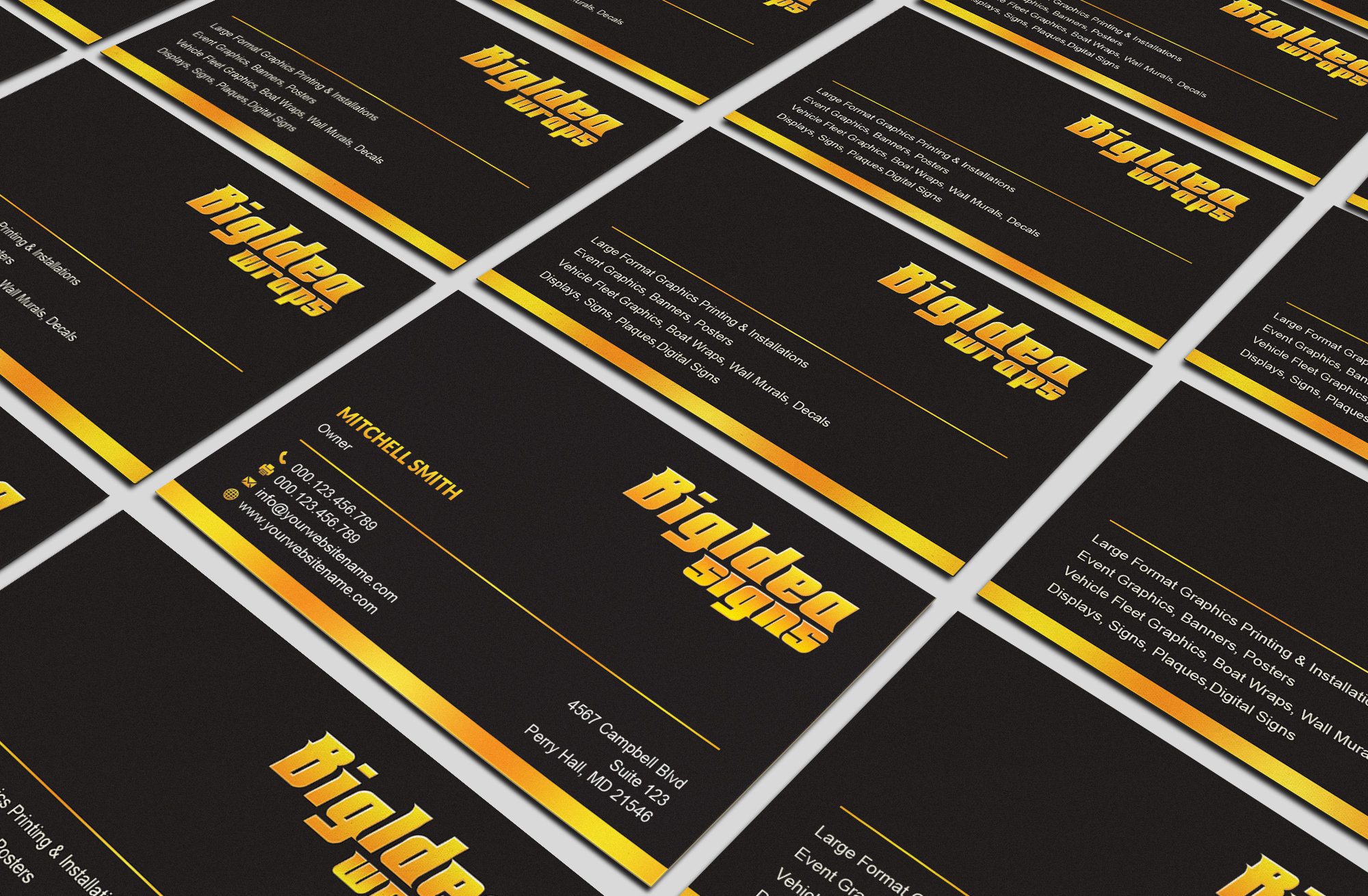 Business Card Design by T.R for Bigidea Wraps Inc | Design #23412236