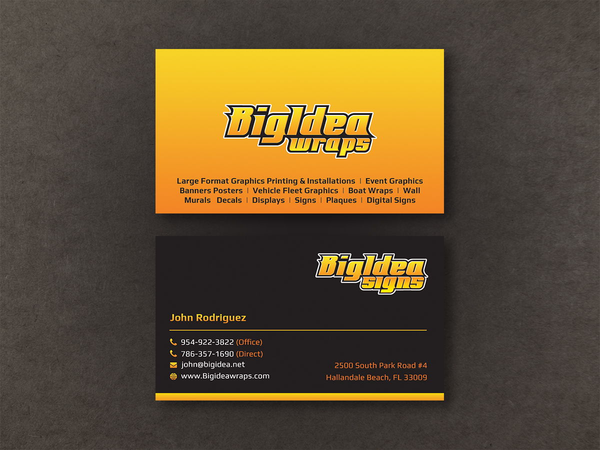 Business Card Design by Moumita_ for Bigidea Wraps Inc | Design #23411797